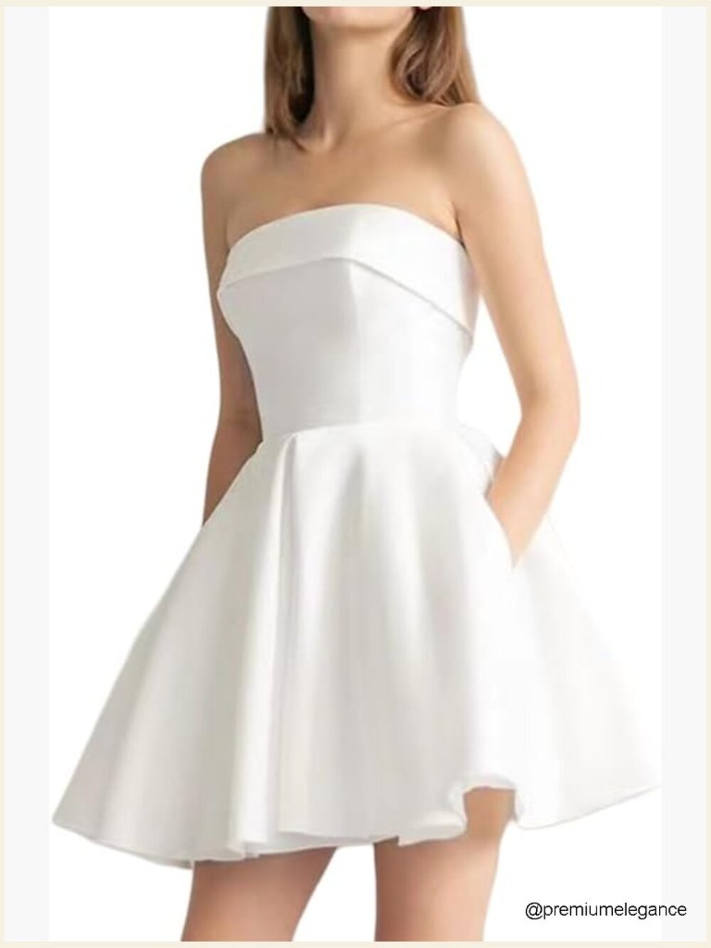 Strapless A-Line Mini Cocktail Dress Glitter Satin Formal Prom Wedding Guest